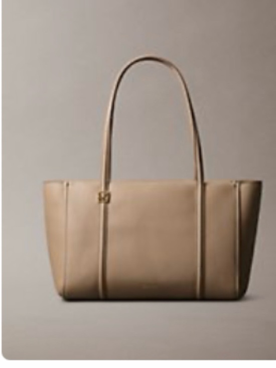 Calvin Klein Handbags - NEW $169 CALVIN KLEIN Dessert TAUPE PURSE Emblem Logo Hardware Pebble Tote Bag